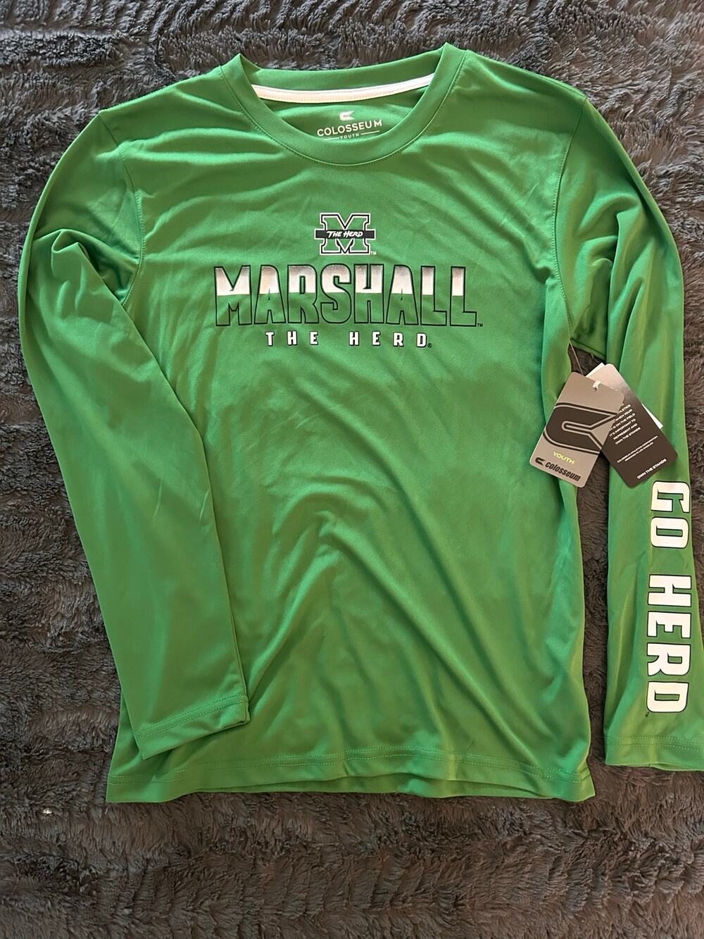 Marshall Thundering Herd Colosseum Youth Large Green Long Sleeve Shirt (NWT)